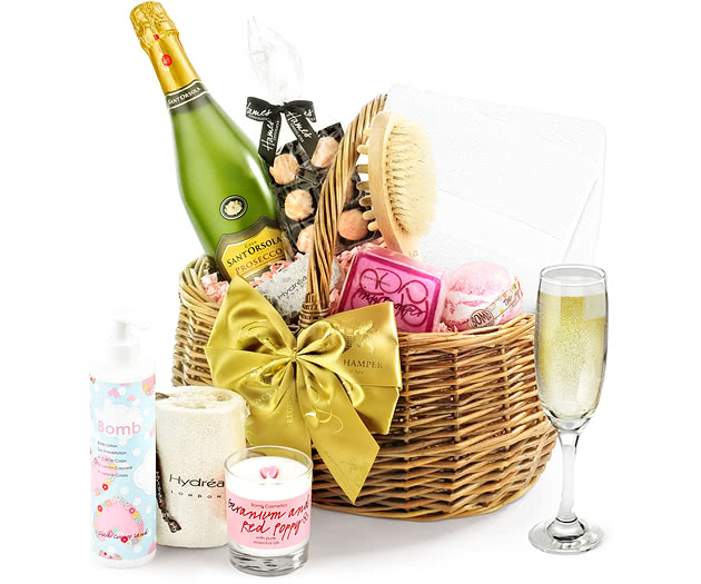 Mother's Day Spa-Style Pampering Set Gift Basket With Prosecco